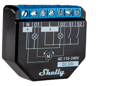 Shelly PLUS 2PM 2-channel WiFi smart relay switch with power meter and roller shutter mode