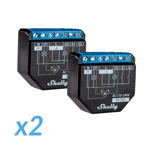 Shelly PLUS 2PM 2-channel WiFi smart relay switch with power meter and roller shutter mode (2-PACK)