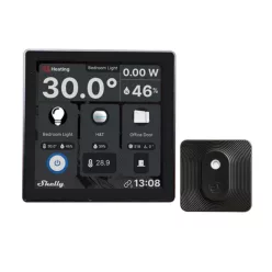   Shelly Wall Display Wi-Fi + Bluetooth touch screen wall switch and control panel (black) + BLU H&T Black