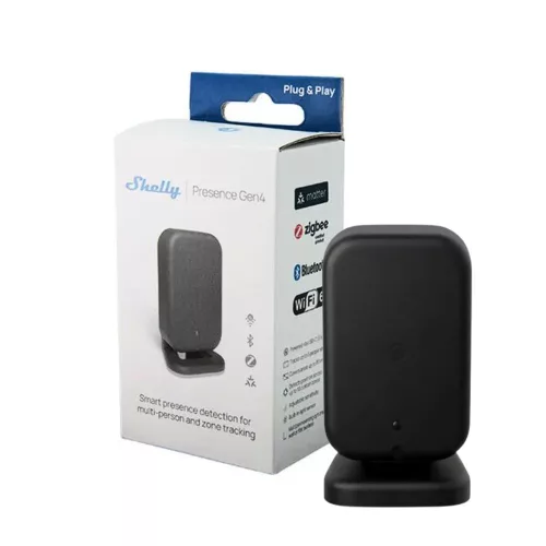 Shelly Presence Gen4 – mmWave presence and light sensor, Zigbee, Wi-Fi, Bluetooth, Matter, black
