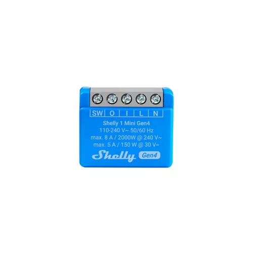 Shelly 1 Mini GEN4 multiprotocol (Wi-Fi+ Bluetooth / Zigbee 3.0) relay module, Matter compatible