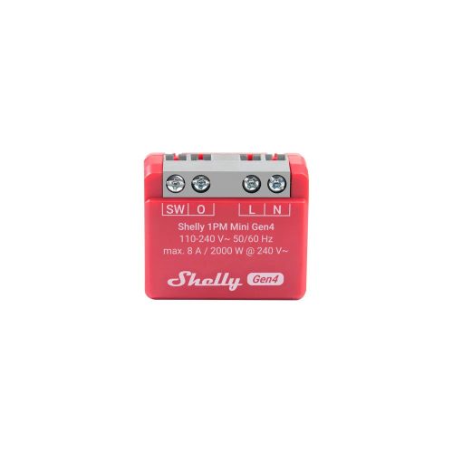 Shelly 1PM Mini Gen4 multiprotocol (Wi-Fi+ Bluetooth / Zigbee 3.0) relay module, with power meter, Matter compatible