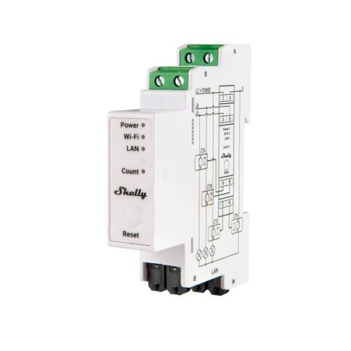 Shelly PRO 3EM RC 2000A three-phase, high-performance professional Wi-Fi + Ethernet energy meter with 3 x 2000A Rogowski coils