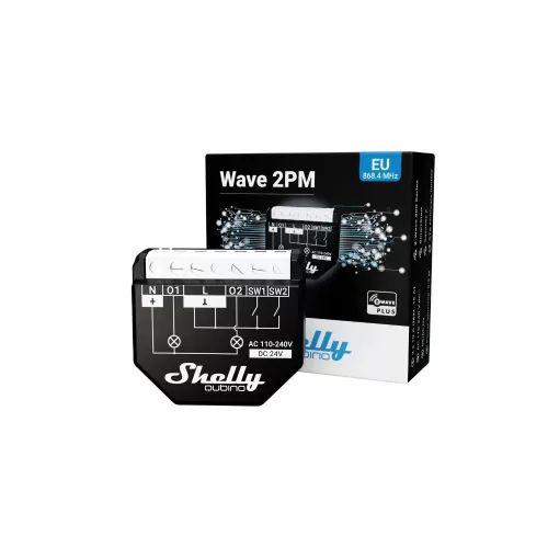 Shelly Qubino Wave 2PM smart relay with 2-gang, power meter, with Z-Wave protocol