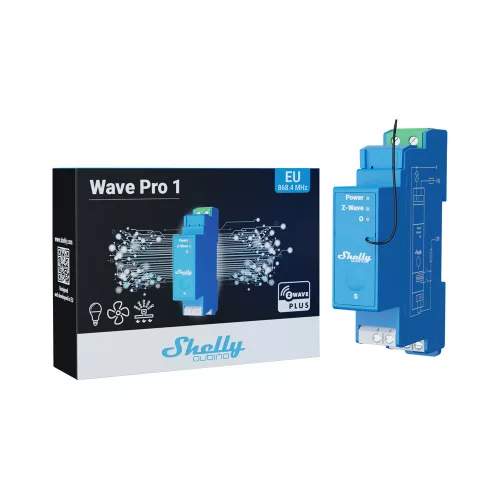 Shelly Qubino Wave PRO 1 smart DIN-rail relay with 1-gang, w