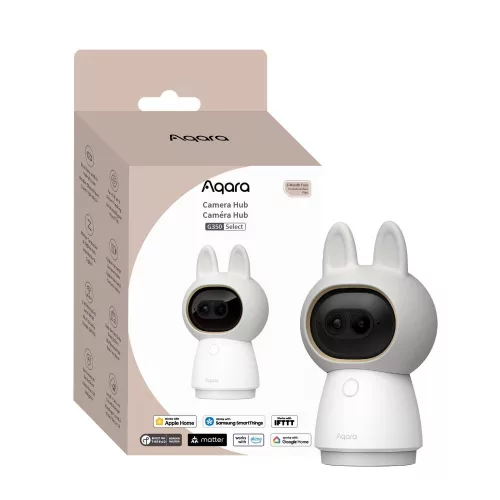 Aqara G350 CAMERA HUB – Smart pan/tilt/zoom camera with AI-powered face and pet recognition, Wi-Fi, Zigbee + Thread, Matter support, white (CH-C14D)