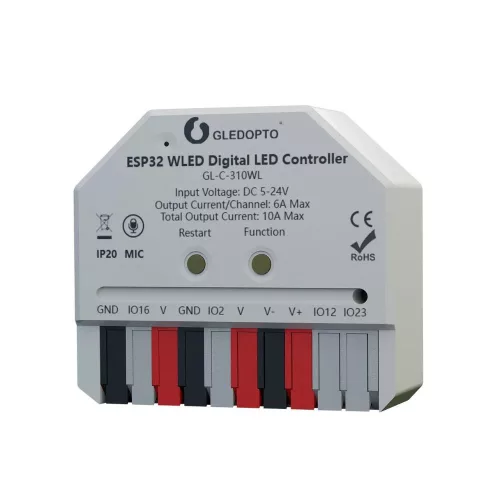 Gledopto ESP32 Mini WLED Digital LED Controller – Wi-Fi digital RGBIC LED controller, 5V-24V DC, WLED firmware, with microphone (GL-C-310WL)