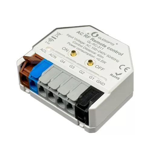 Gledopto AC RF Remote Control (GL-RC-311) – Four‑channel RF (2.4 GHz) remote control for mounting behind a switch (GL‑RC‑311)