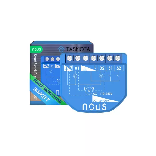 Nous B3T smart Wi-Fi 2-gang mini module, power meter, roller shutter / curtain control (Tasmota, Matter compatible)