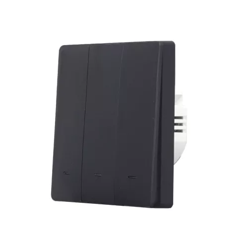 SmartWise B63 UNI Wi-Fi + eWeLink-Remote, 3-gang smart wall switch, universial wiring, physical push-button, black