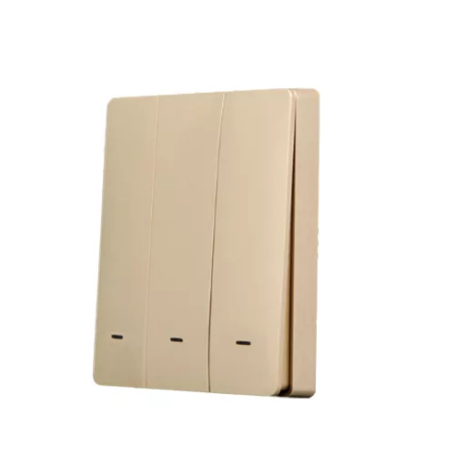 SmartWise BEREM3 Bluetooth (eWeLink-Remote) wireless switch with 3 button, gold colour push button front panel