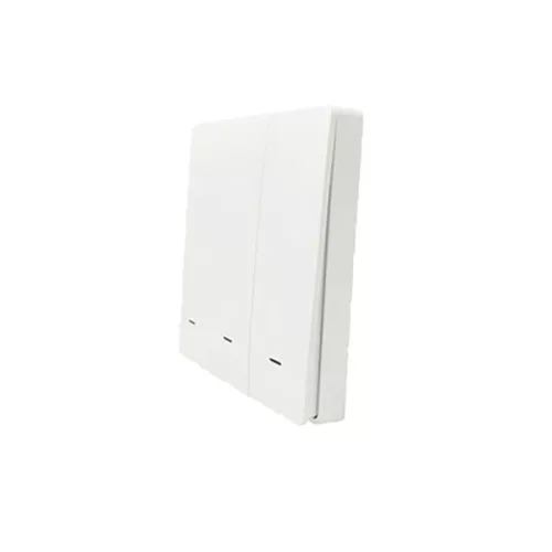 SmartWise BRFW3, a 3-button wireless RF wall switch, with white front panel