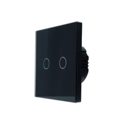   SmartWise T62 UNI Zigbee 3.0 + RF, 2-gang smart wall switch, universial wiring, black touch panel
