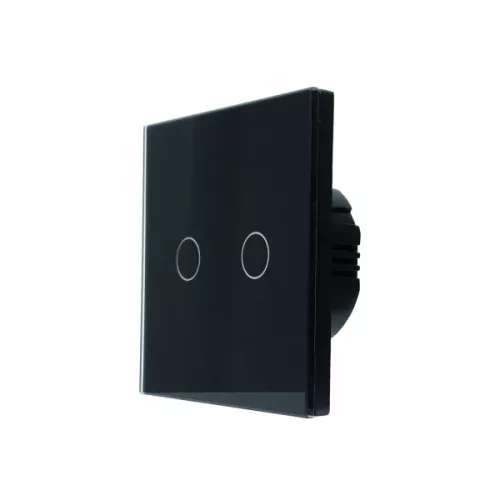 SmartWise T62 UNI Zigbee 3.0 + RF, 2-gang smart wall switch, universial wiring, black touch panel