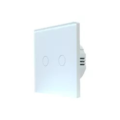   SmartWise T62 UNI Zigbee 3.0 + RF, 2-gang smart wall switch, universial wiring, white touch panel