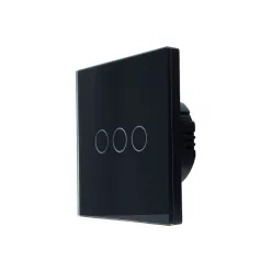   SmartWise T63 UNI Wi-Fi + eWeLink-Remote, 3-gang smart wall switch, universial wiring, black touch panel