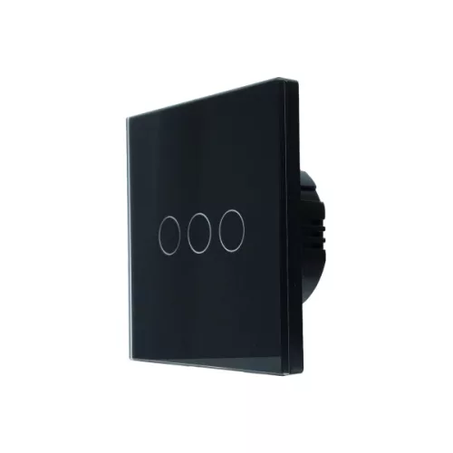 SmartWise T63 UNI Wi-Fi + eWeLink-Remote, 3-gang smart wall switch, universial wiring, black touch panel