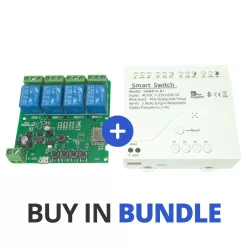   SmartWise 5V-32V Wi-Fi + Bluetooth 4-gang smart relay switch, NO/NC, dry contact, momentary, interlock, eWeLink compatible, in plastic case