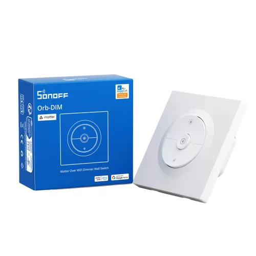 SONOFF Orb-DIM Matter over Wi-Fi Dimmer Wall Switch – dimmer switch with power monitoring, Matter, Wi-Fi, white (MINI-DIM-E)