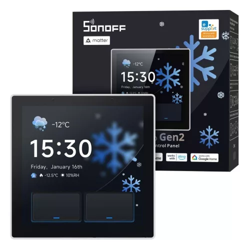 SONOFF NSPanel Pro Gen2 Smart Home Control Panel – Central control panel with two-channel relay, Wi-Fi, Zigbee, Matter, Bluetooth, white (NSPanel86PW-Relay)
