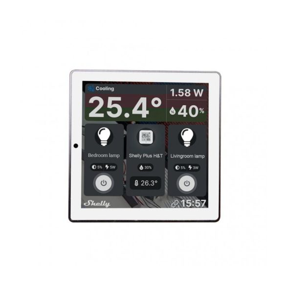 Shelly Wall Display smart control panel with 5 A integrated switch and color display White
