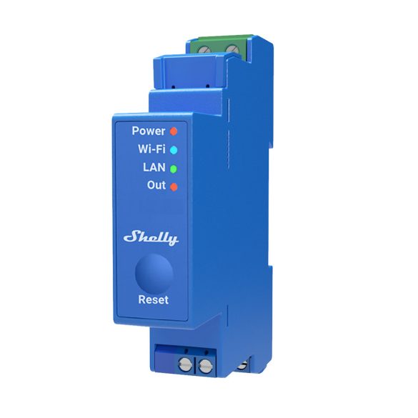 Shelly Pro 1 1 channel DIN rail relay switch with Wi-Fi, LAN and Bluetooth connection