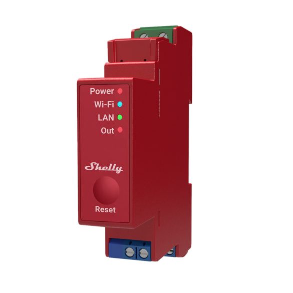 Shelly Pro 1PM 1 channel DIN rail relay switch with power metering and Wi-Fi, LAN and Bluetooth connection