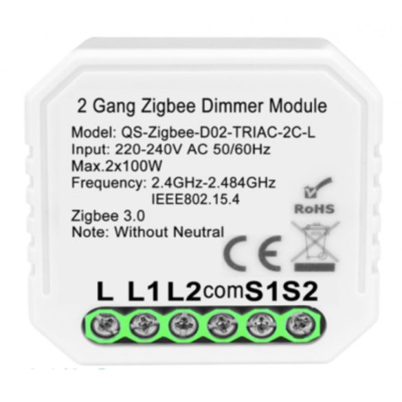 2-gang smart Zigbee 230V dimmer