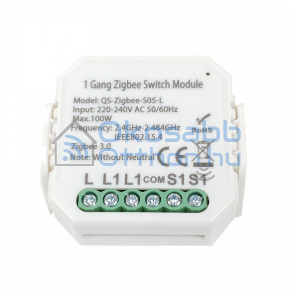 1-gang single-live-wire (no neutral) smart Zigbee 230V relay, compatible with both eWeLink and Tuya / SmartLife