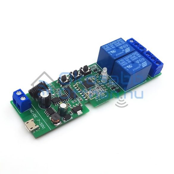 5V-32V 2-gang smart relay switch, with dry contact and momentary switch, Zigbee + RF