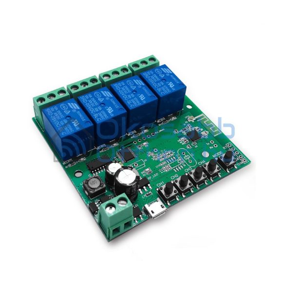 5V-32V 4-gang smart relay switch, with dry contact and momentary switch, eWeLink / Sonoff compatible, Wi-Fi