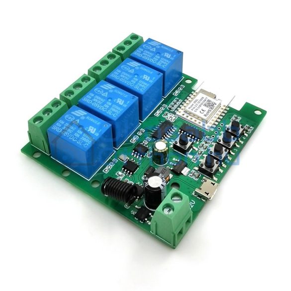 5V-32V 4-gang smart relay switch, with dry contact and momentary switch, Zigbee + RF