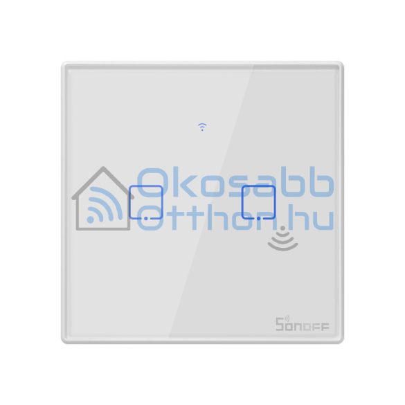 Sonoff TX T2 EU 2C 2-gang smart WiFi + RF wall touch light switch (white, with frame)