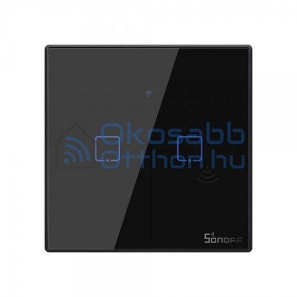Sonoff TX T3 EU 2C 2-gang smart WiFi + RF wall touch light switch (black)