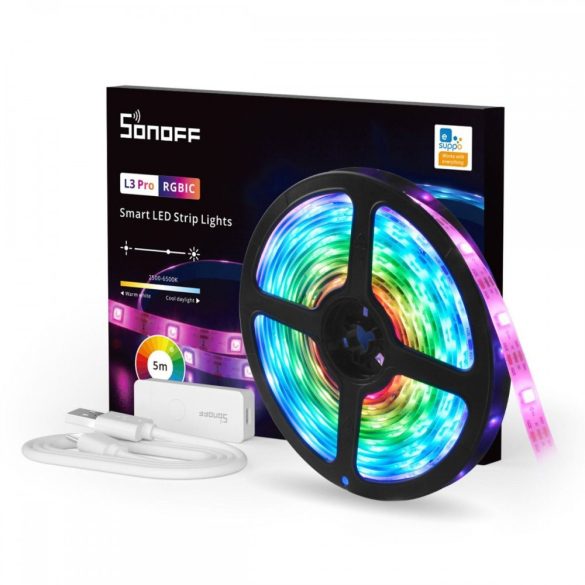 Sonoff L3 Pro RGBIC Smart LED Strip Light set (WiFi + Bluetooth smart controller + 5 meters RGBIC LE