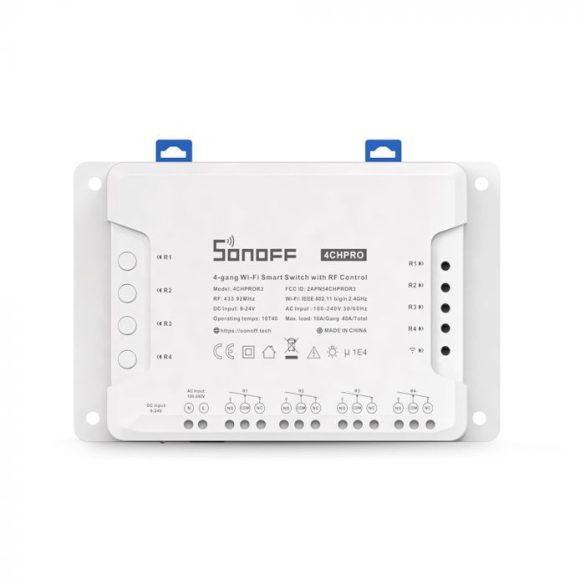 Sonoff 4CH PRO (R3) WiFi + RF smart relay switch with 4 channels, NO/NC and dry contact support