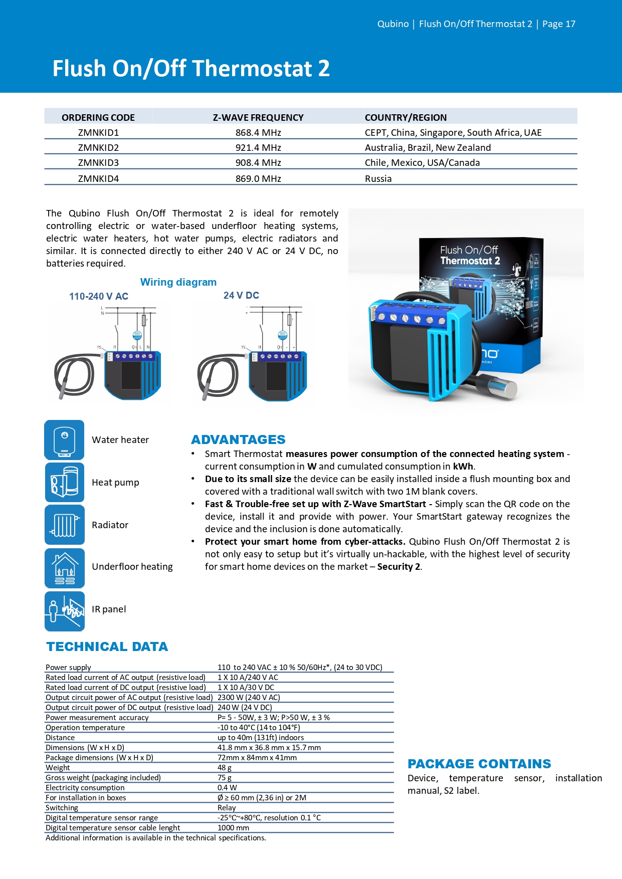 Qubino Flush On/Off Thermostat 2