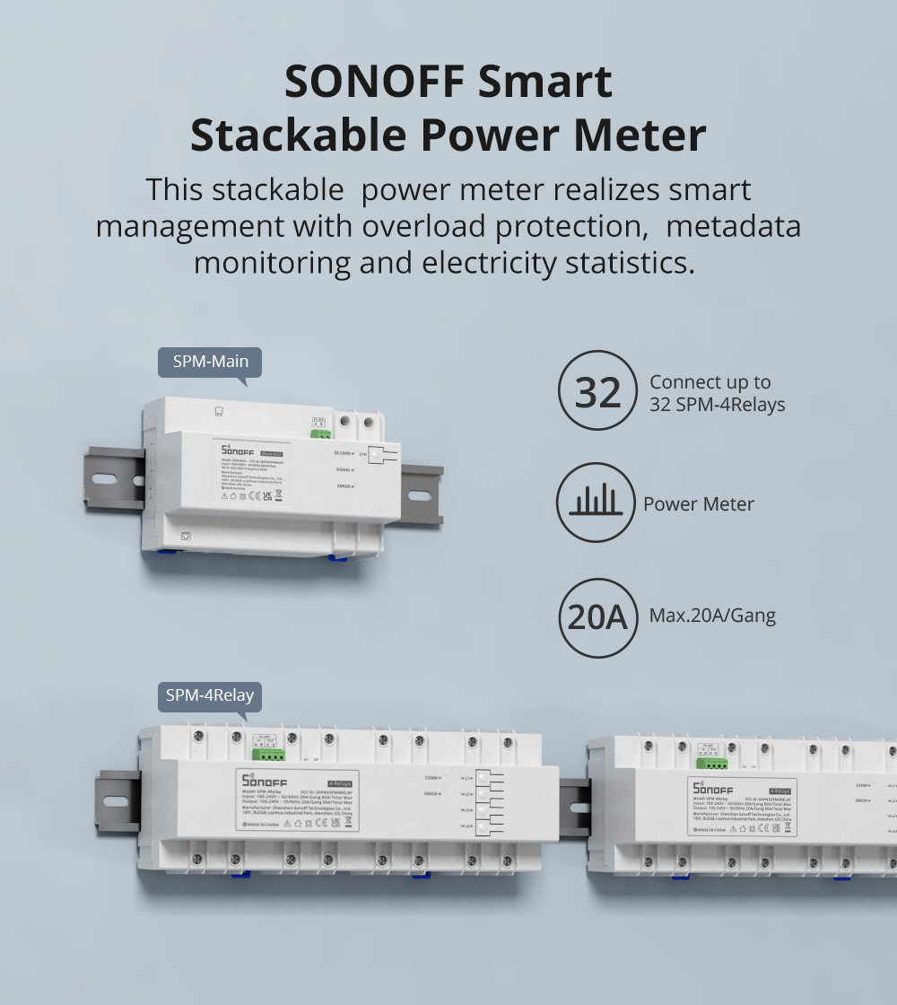 Sonoff Smart Stackable Power Meter (SPM) 4-Relay modul